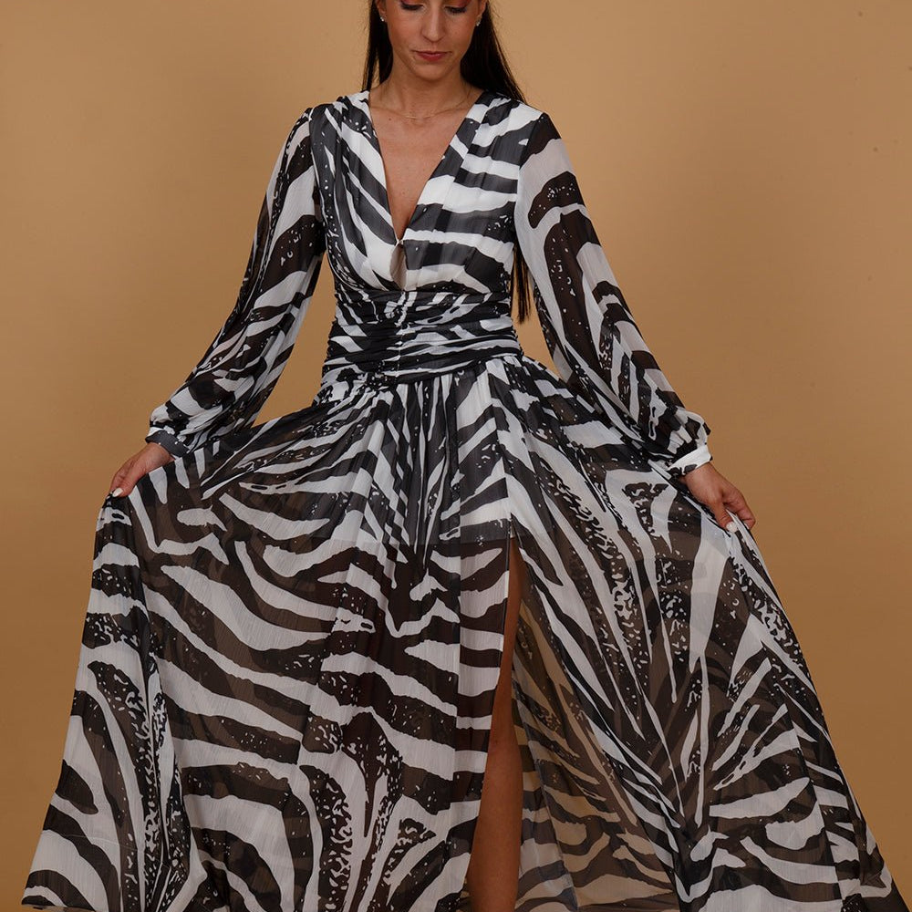 Abito lungo stampa animalier zebrato. - TreemmeCreazioni
