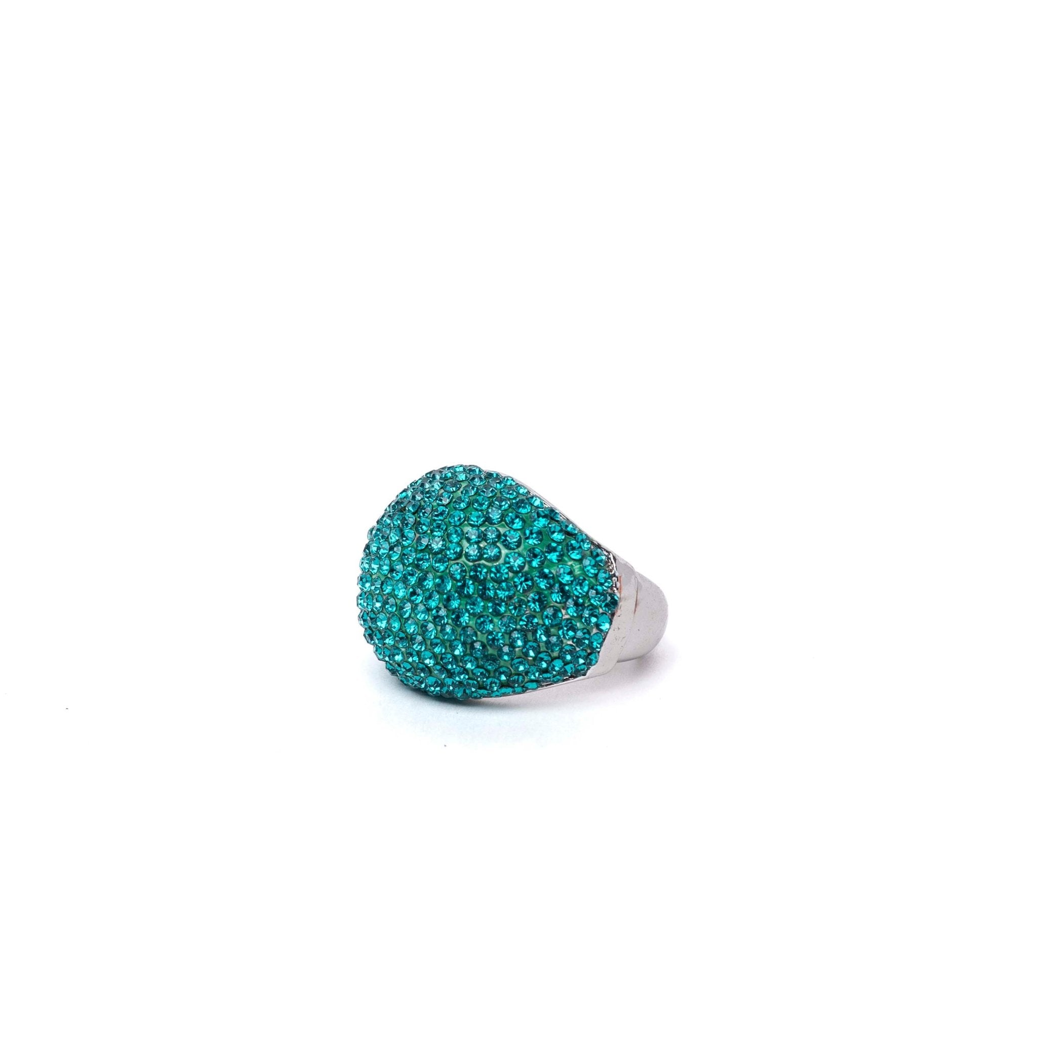 Anello con micro strass turchesi. - TreemmeCreazioni