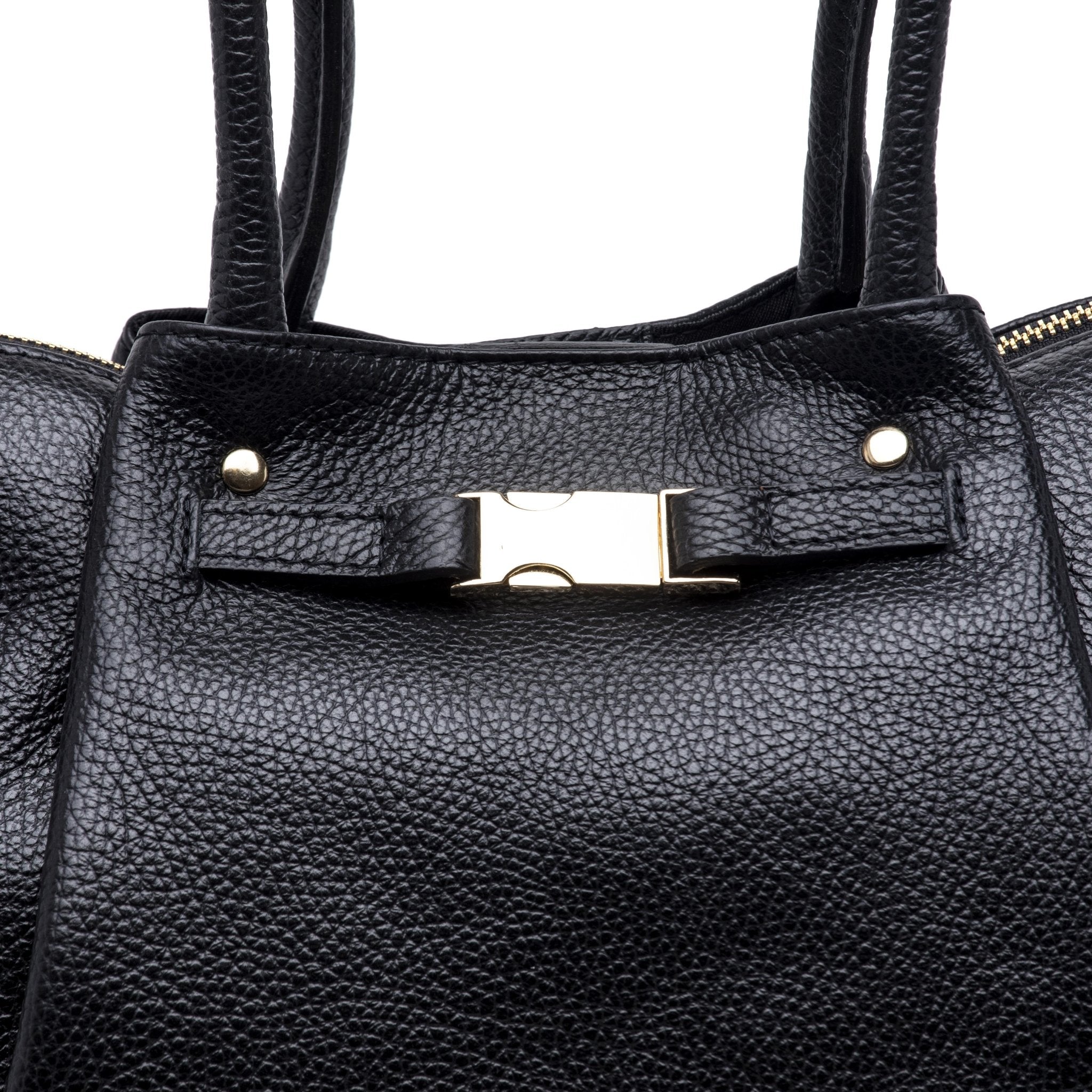 Shopper caramella a spalla in pelle nera. - TreemmeCreazioni