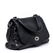 Shopper modello postina in pelle nera. - TreemmeCreazioni