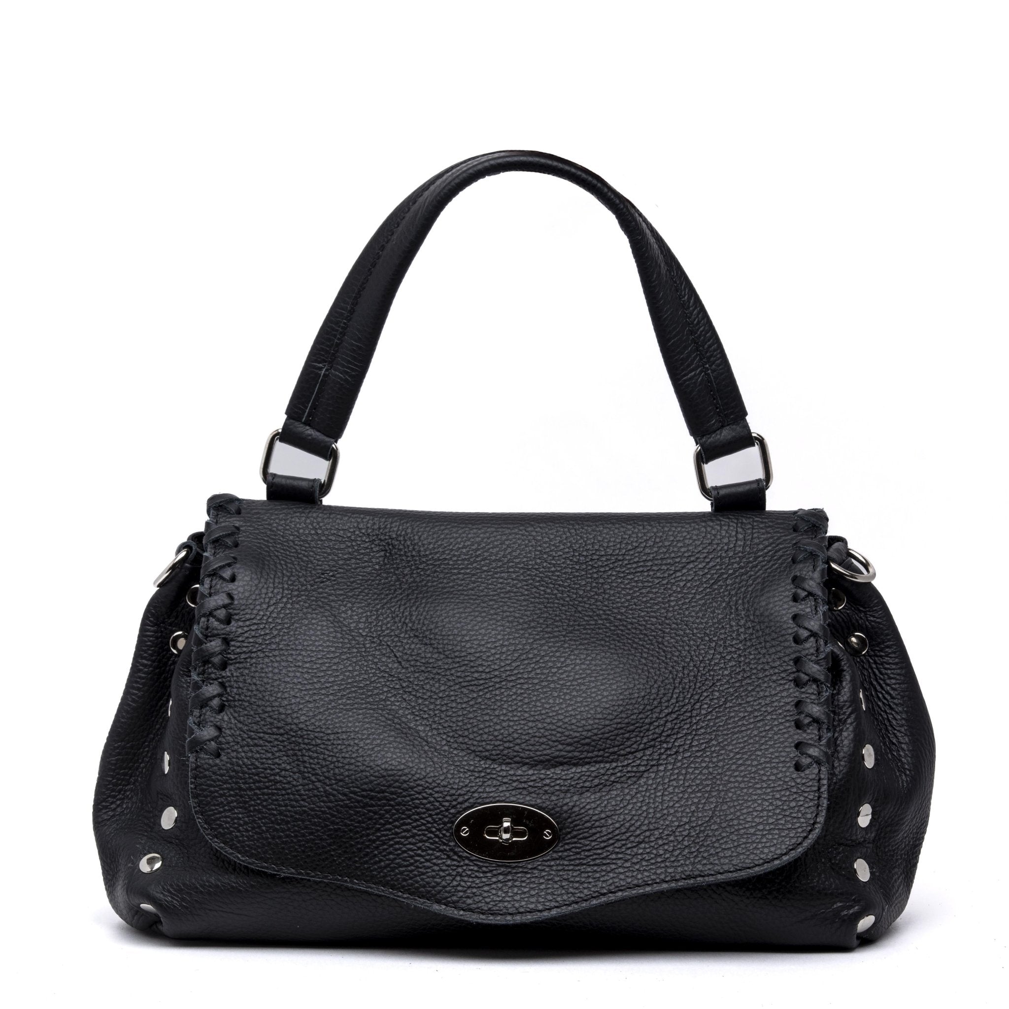 Shopper modello postina in pelle nera. - TreemmeCreazioni