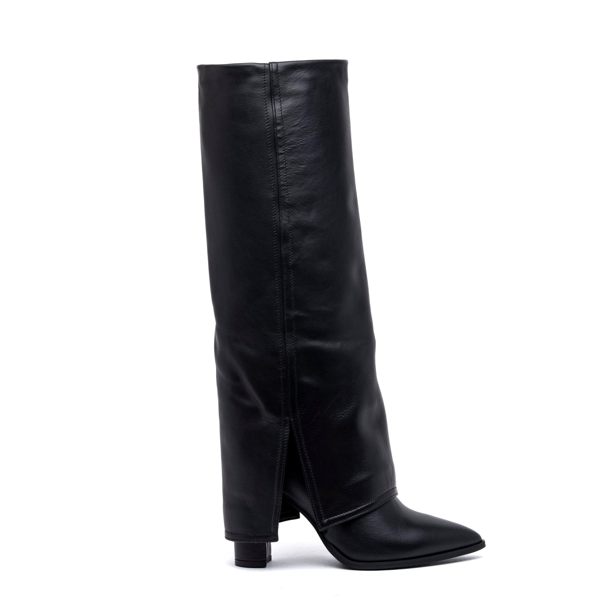 Stivale alto con gambale a tubo e tacco largo. - TreemmeCreazioni