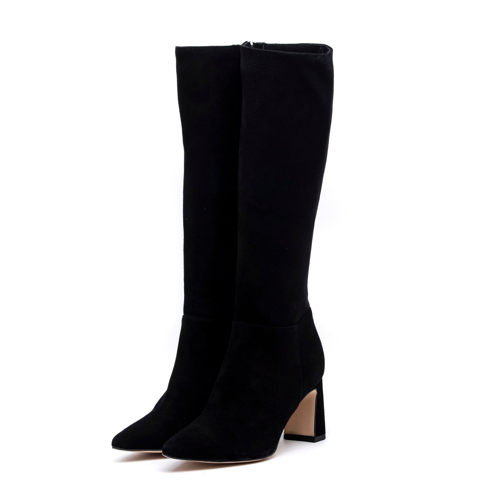 Stivale alto in pelle scamosciata con tacco. - TreemmeCreazioni