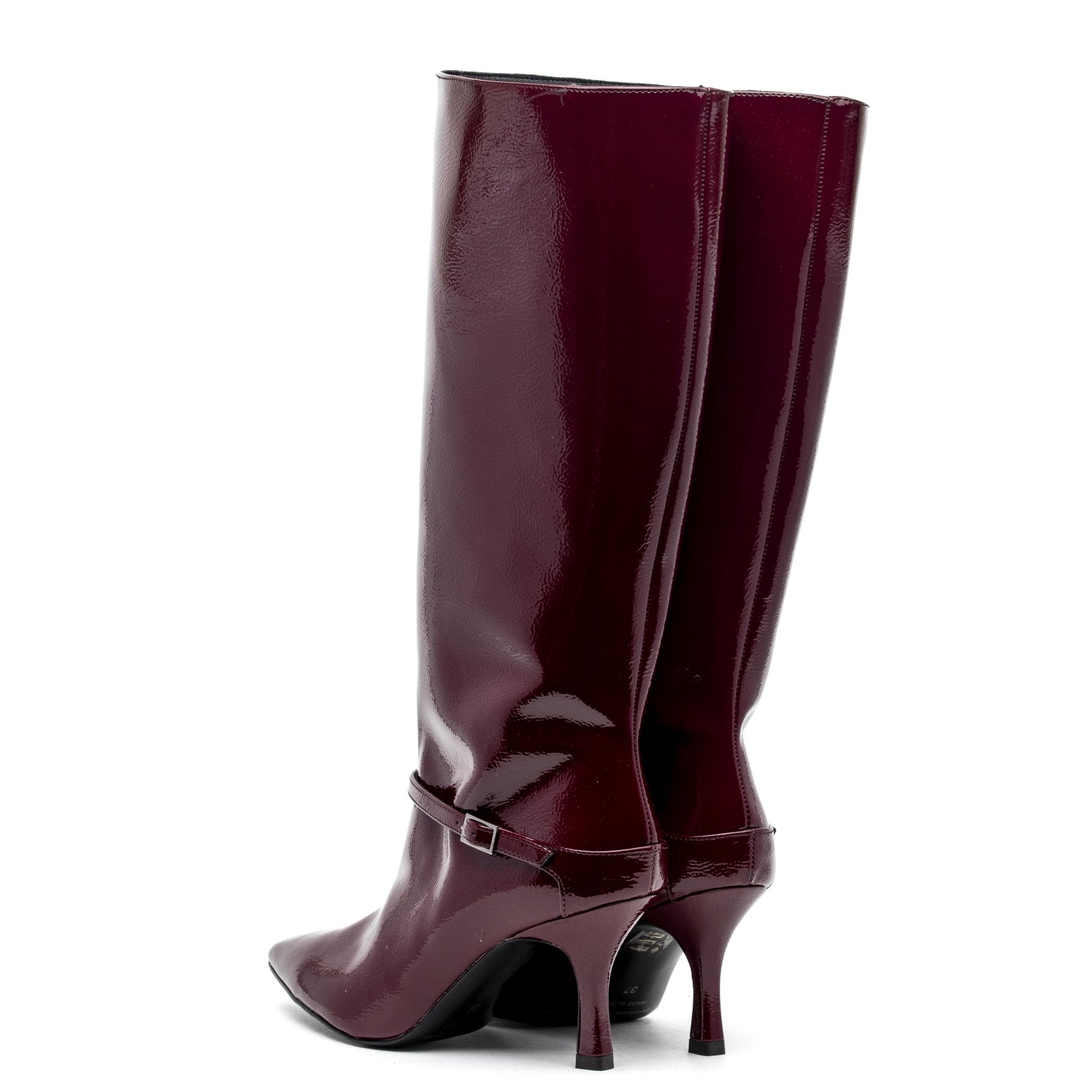 Stivale con tacco in naplak rosso rubino. - TreemmeCreazioni