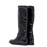 Stivale in vitello nero borchiato con rialzo. - TreemmeCreazioni