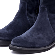 Stivale sopra ginocchio in camoscio blu. - TreemmeCreazioni