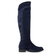 Stivale sopra ginocchio in camoscio blu. - TreemmeCreazioni