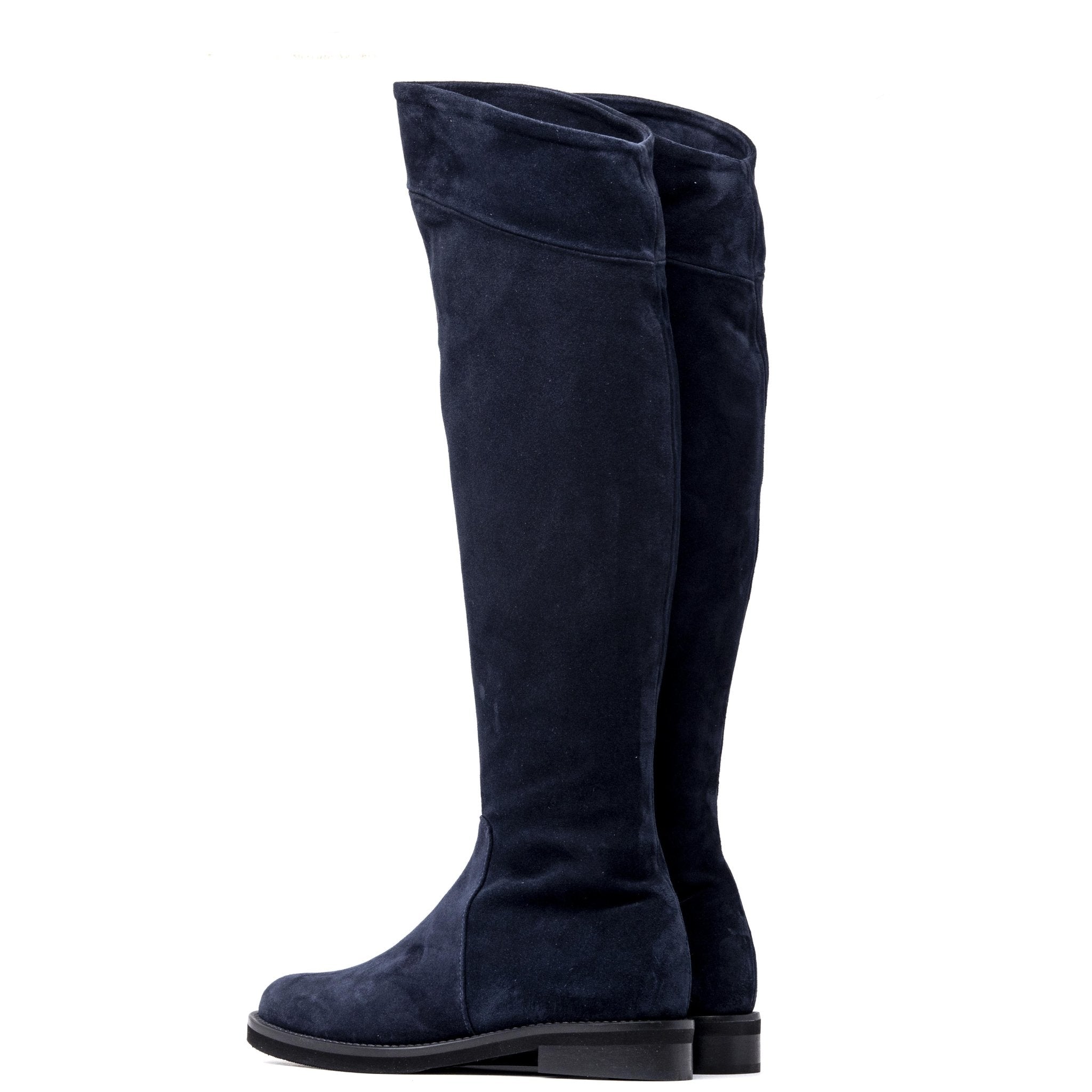 Stivale sopra ginocchio in camoscio blu. - TreemmeCreazioni