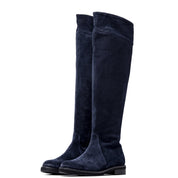 Stivale sopra ginocchio in camoscio blu. - TreemmeCreazioni