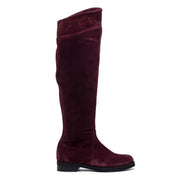 Stivale sopra ginocchio in camoscio bordeaux. - TreemmeCreazioni