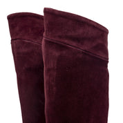 Stivale sopra ginocchio in camoscio bordeaux. - TreemmeCreazioni