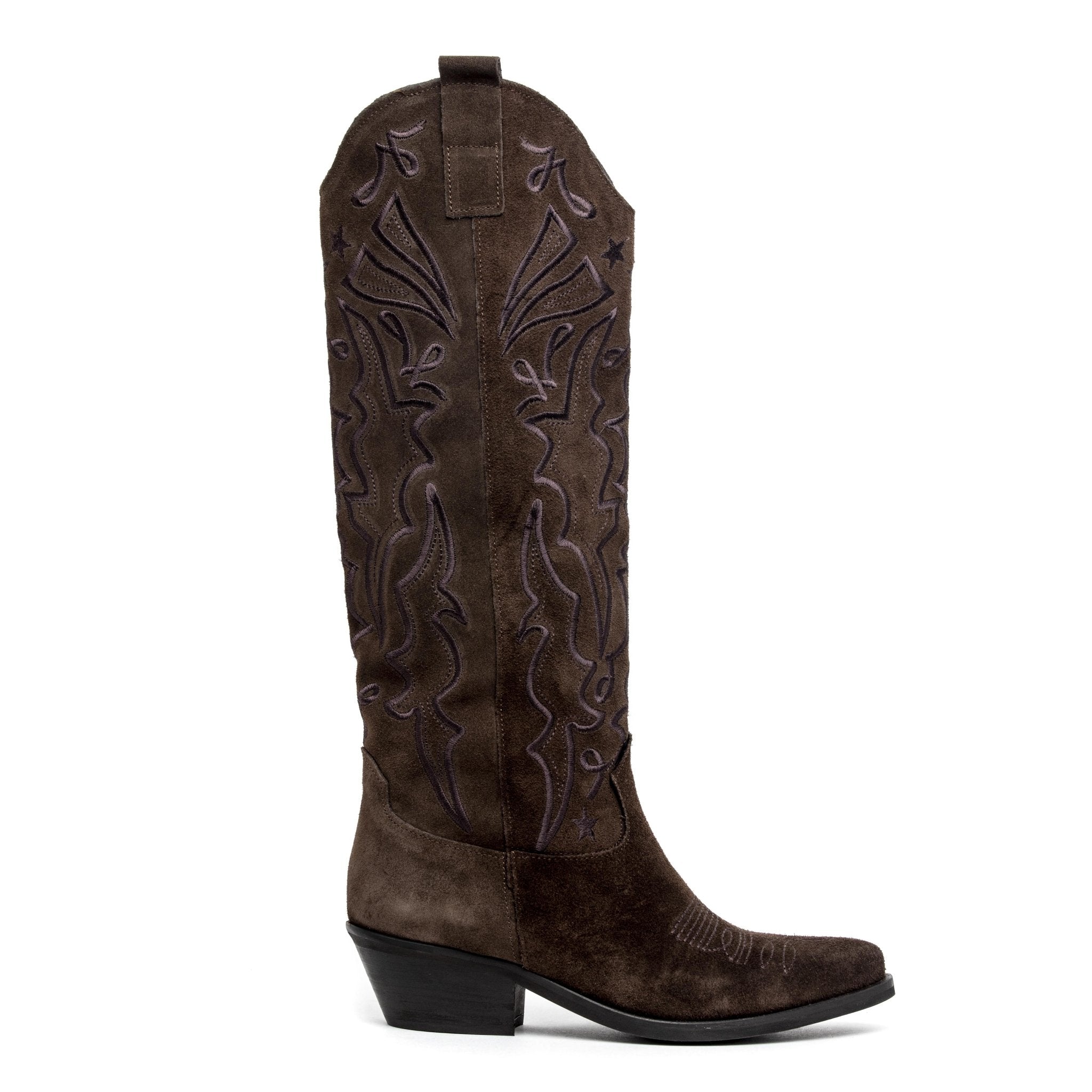 Stivale texano in camoscio con ricamo. - TreemmeCreazioni