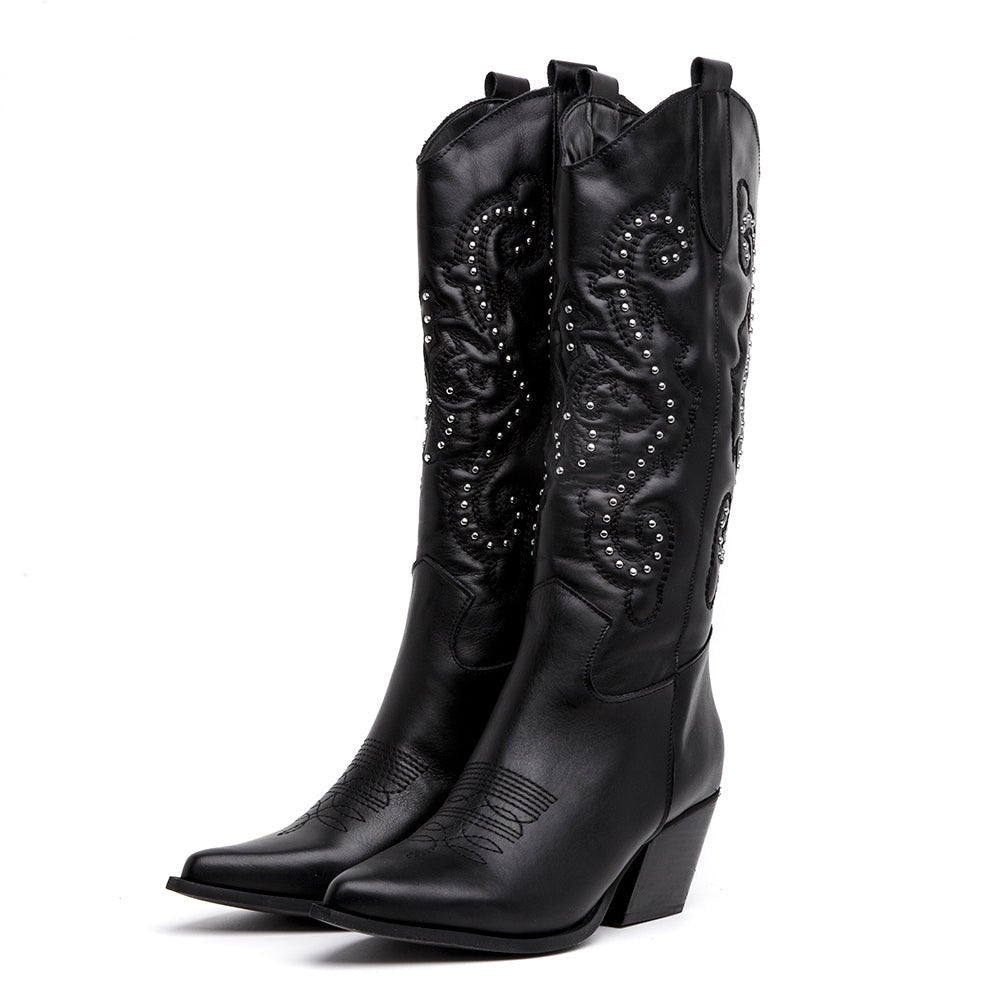 Stivale texano in nappa con ricami. - TreemmeCreazioni