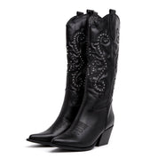 Stivale texano in nappa con ricami. - TreemmeCreazioni