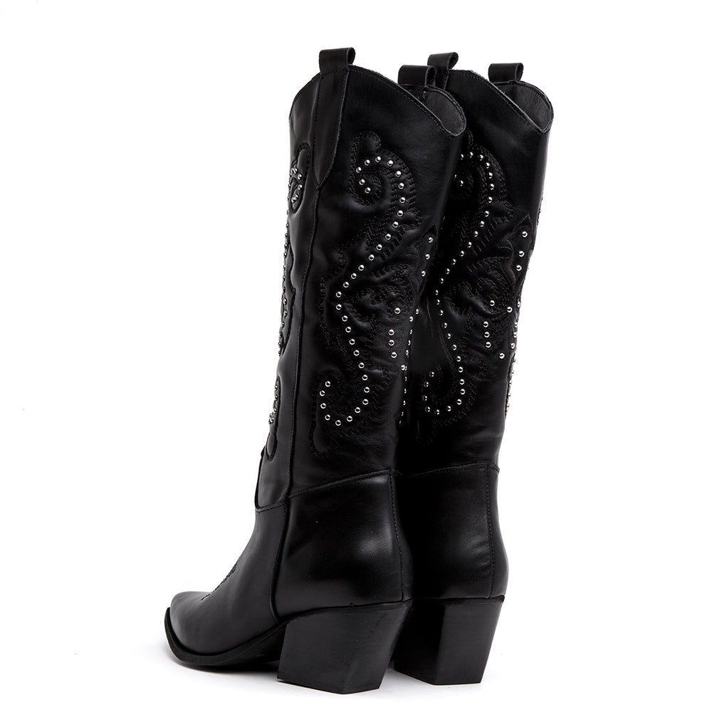 Stivale texano in nappa con ricami. - TreemmeCreazioni