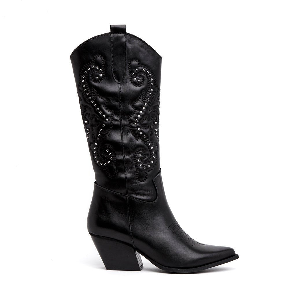 Stivale texano in nappa con ricami. - TreemmeCreazioni