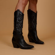 Stivale texano in nappa con ricami. - TreemmeCreazioni