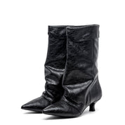 Stivaletto con tacco basso effetto stropicciato. - TreemmeCreazioni