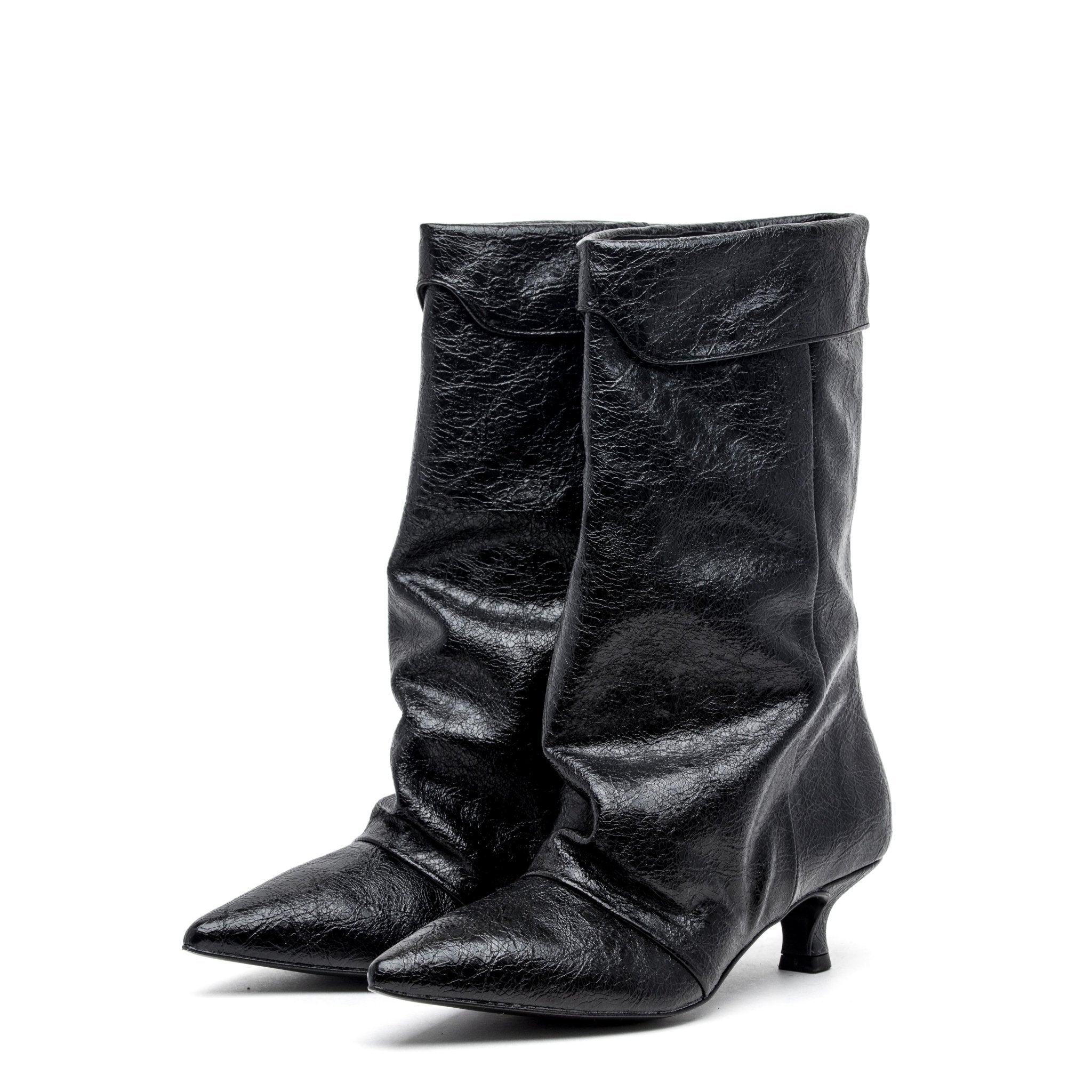 Stivaletto con tacco basso effetto stropicciato. - TreemmeCreazioni