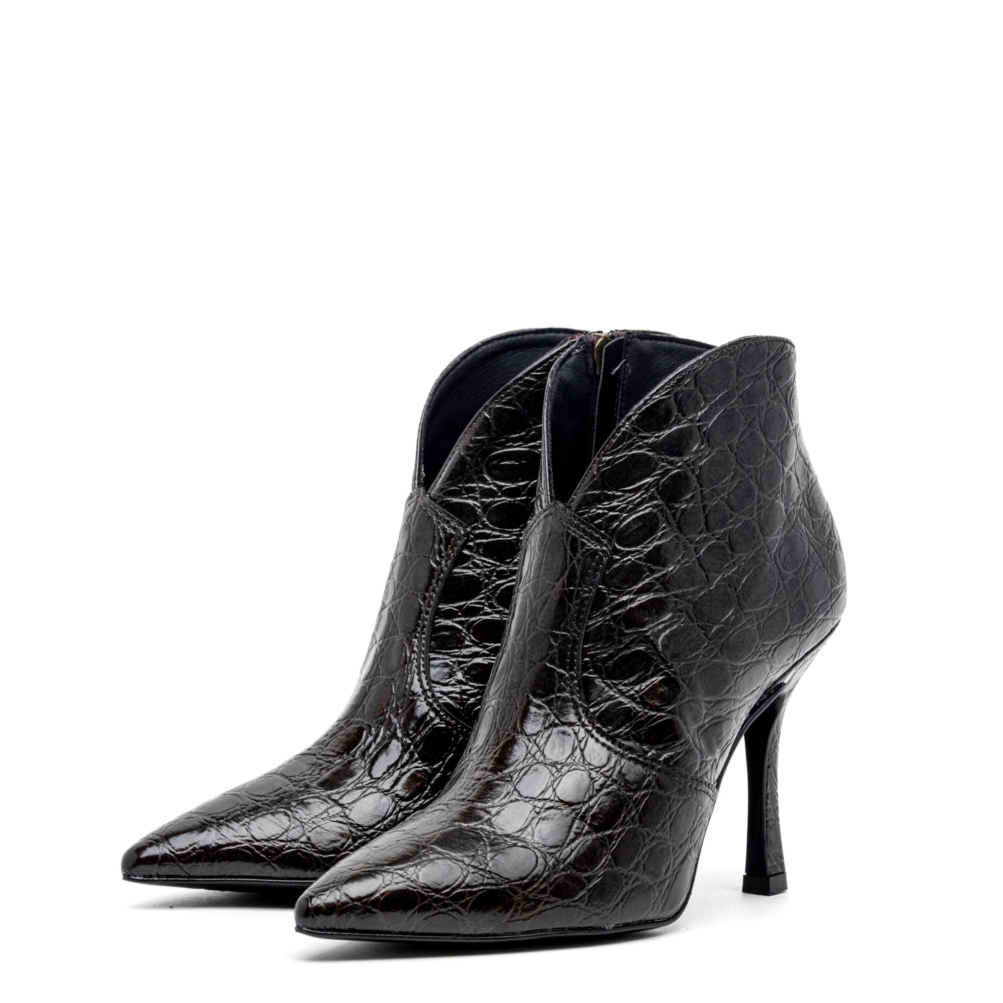 Stivaletto con tacco in stampa cocco cioccolato. - TreemmeCreazioni