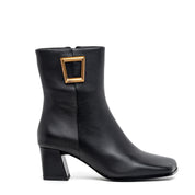 Stivaletto in vitello nero con tacco largo. - TreemmeCreazioni