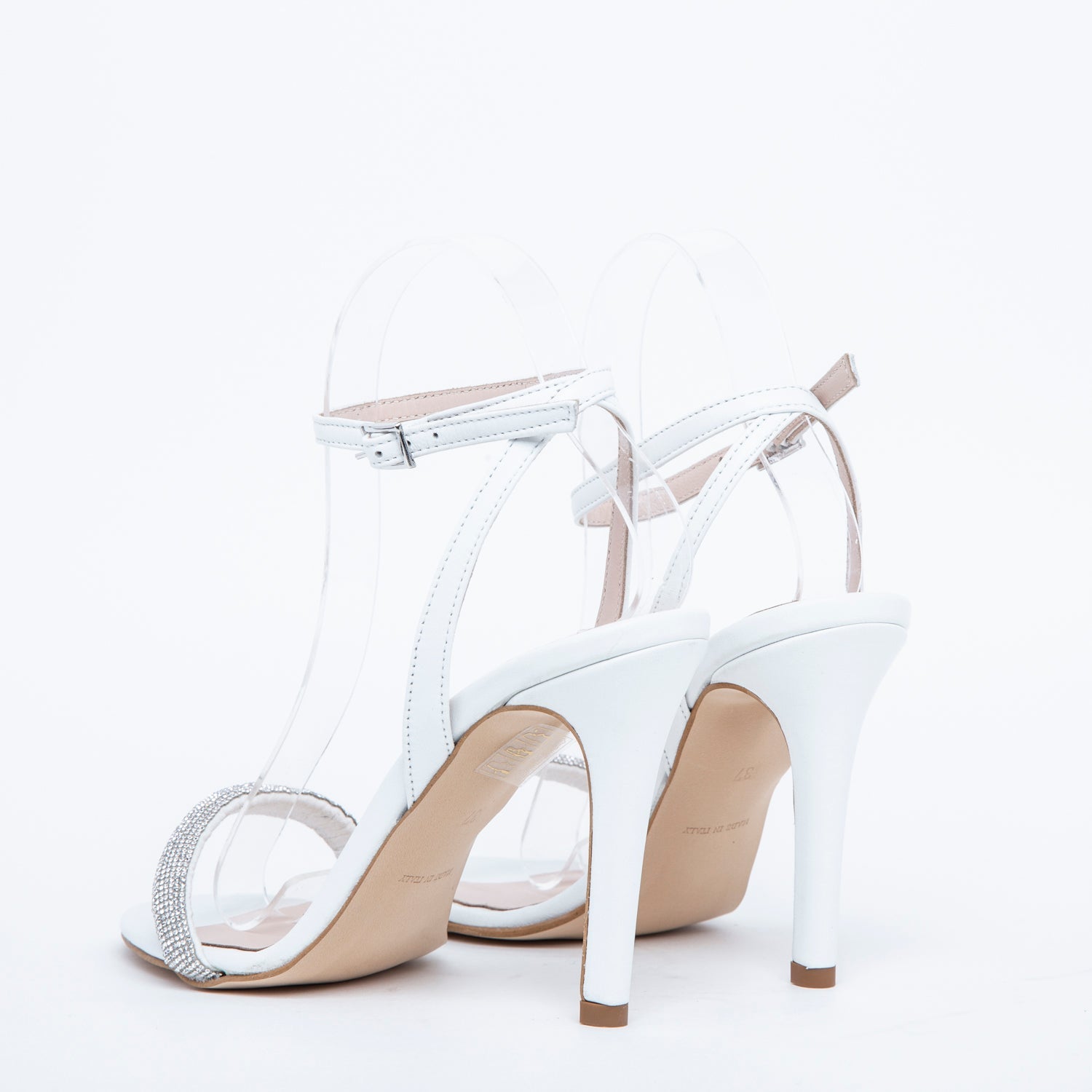 Sandalo Sposa in nappa bianca cristal e strass. - TreemmeCreazioni