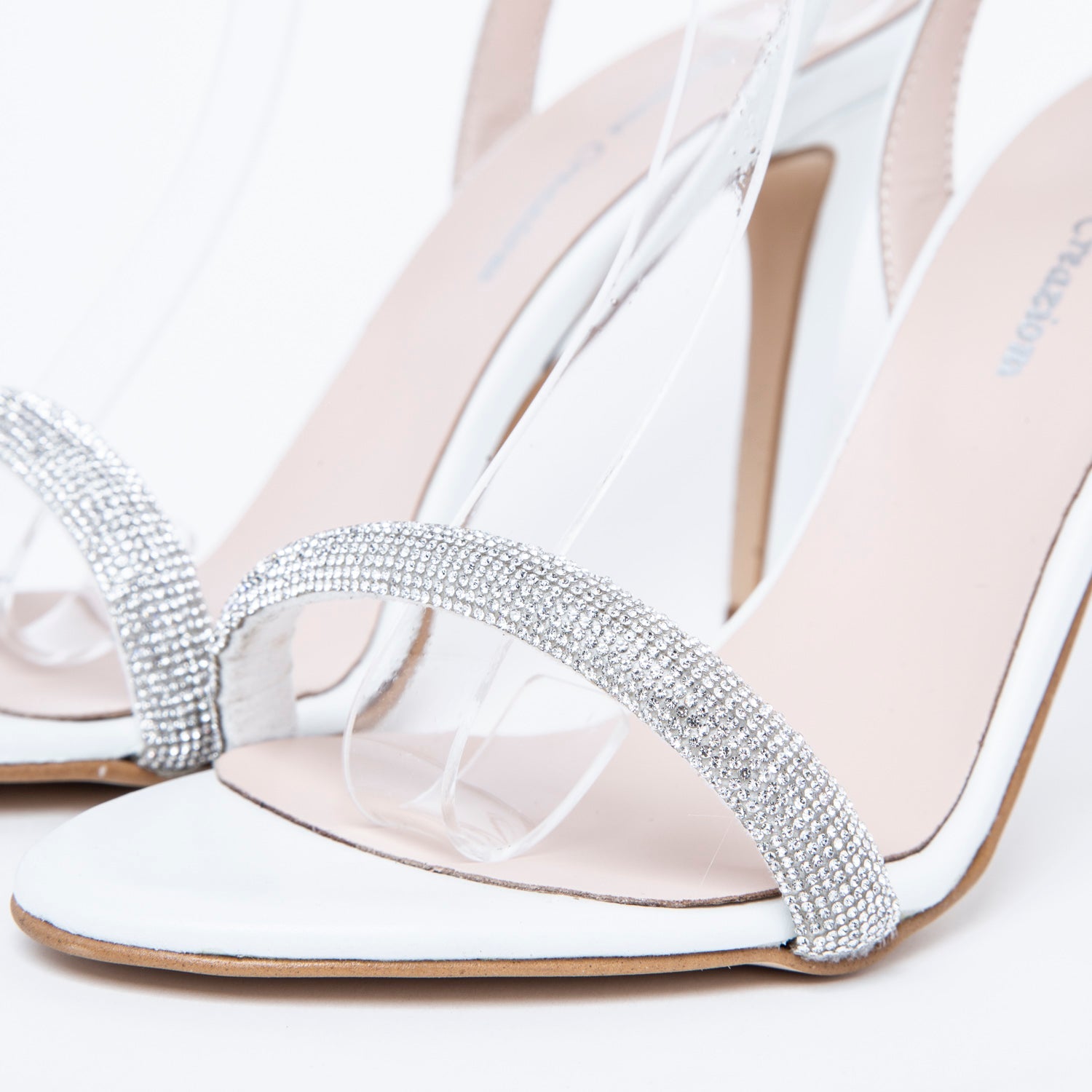 Sandalo Sposa in nappa bianca cristal e strass. - TreemmeCreazioni