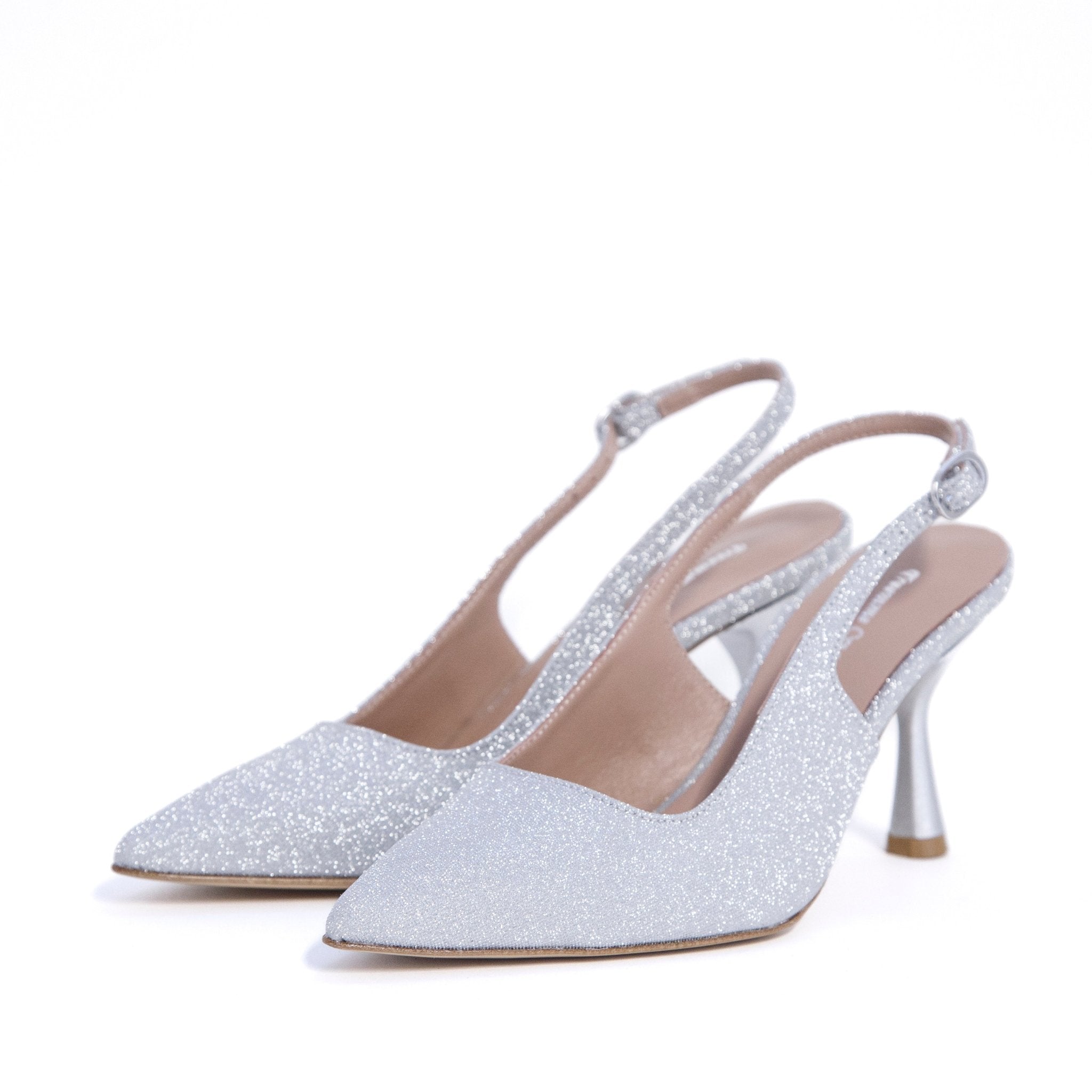 Slingback Sposa in glitter argento. - TreemmeCreazioni
