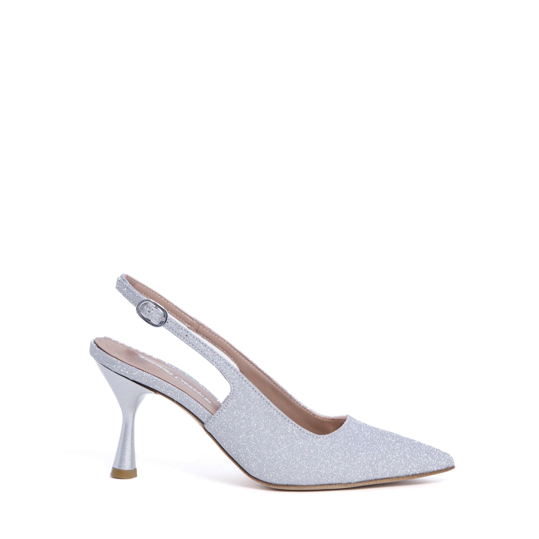 Slingback Sposa in glitter argento. - TreemmeCreazioni