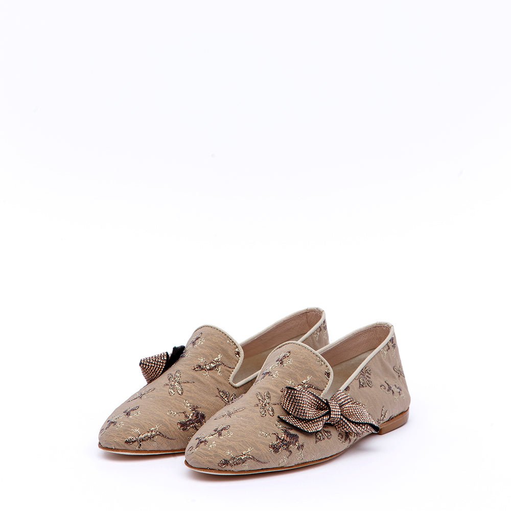 Slippers con stampa e fiocco strass. - TreemmeCreazioni