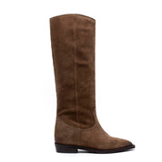 Stivale texano in camoscio velour nocciola.