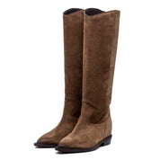Stivale texano in camoscio velour nocciola.