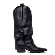 Stivale texano in vitello nero.