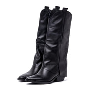 Stivale texano in vitello nero.
