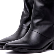 Stivale texano in vitello nero.