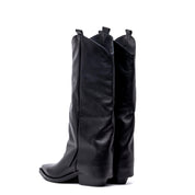 Stivale texano in vitello nero.