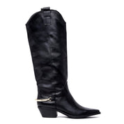 Stivale texano in vitello nero con accessorio