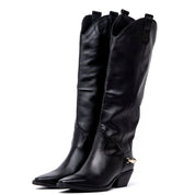 Stivale texano in vitello nero con accessorio