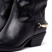 Stivale texano in vitello nero con accessorio
