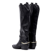 Stivale texano in vitello nero con accessorio