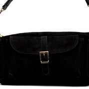 Borsa a spalla in pelle scamosciata nera.