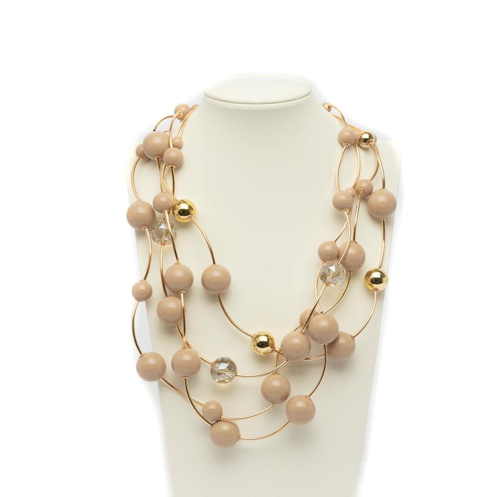 Collana multifili asimmetrica con sfere,