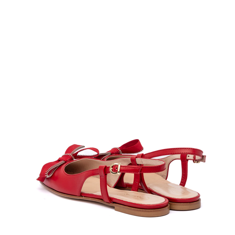 Slingback bassa in nappa rosso