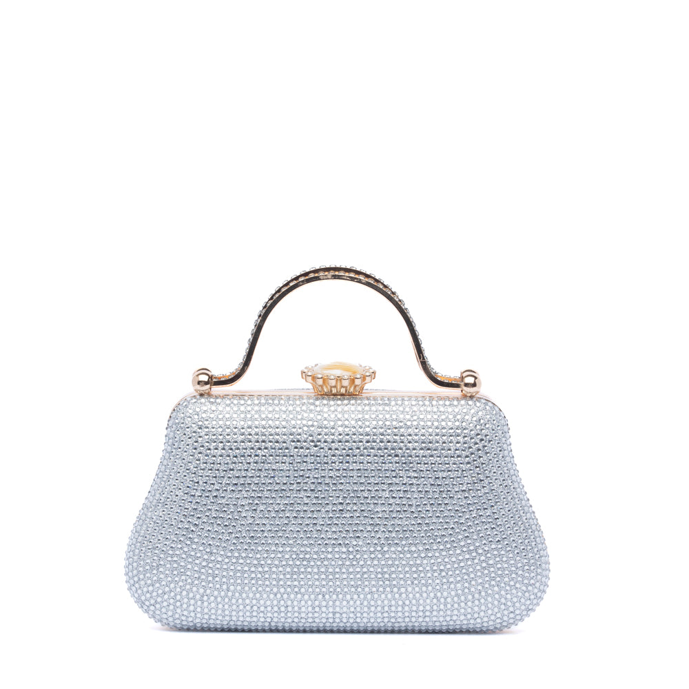 Clutch gioiello argento con manico cristallo