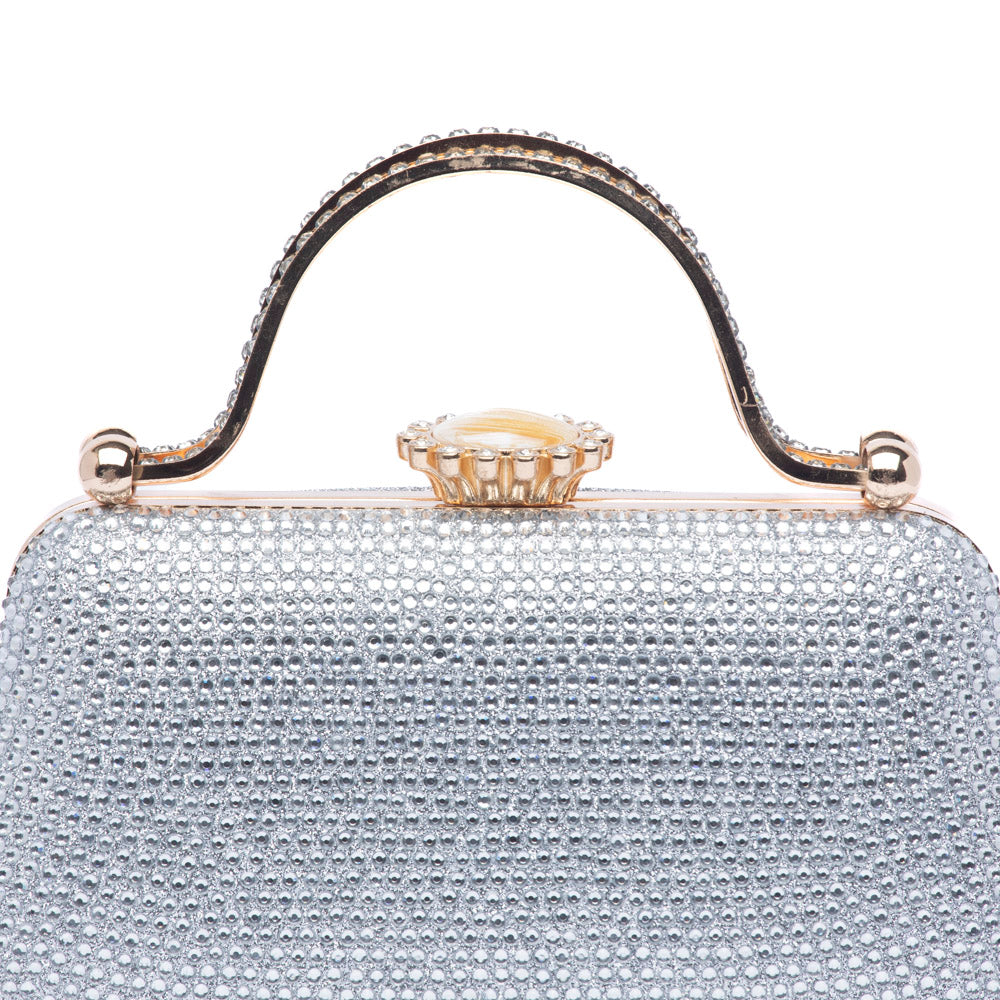 Clutch gioiello argento con manico cristallo