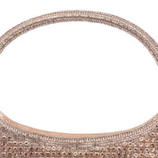 Pochette a mezzaluna rosa cipria con maxi cristalli