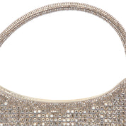 Pochette a mezzaluna oro con maxi cristalli