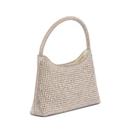 Pochette a mezzaluna oro con maxi cristalli