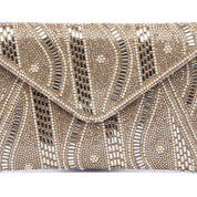 Pochette a busta dorata con applicazioni