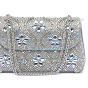 Pochette gioiello argento con applicazioni floreali